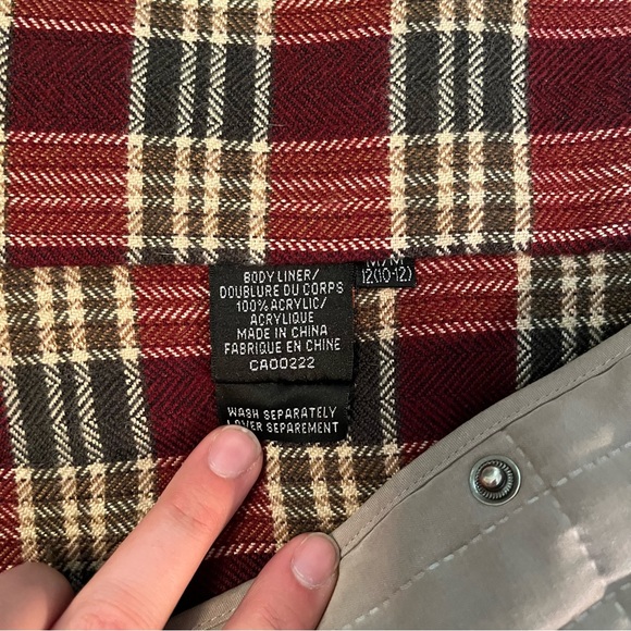 Beige Quilted Button Up Coat with Plaid liner - Picture 9 of 11